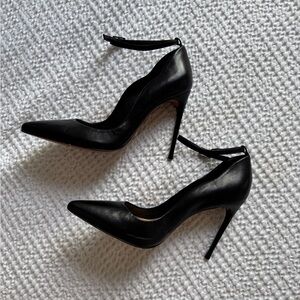 Pointed Toe Stiletto Heel Pumps by Schutz - Black Leather, “Thaynara”